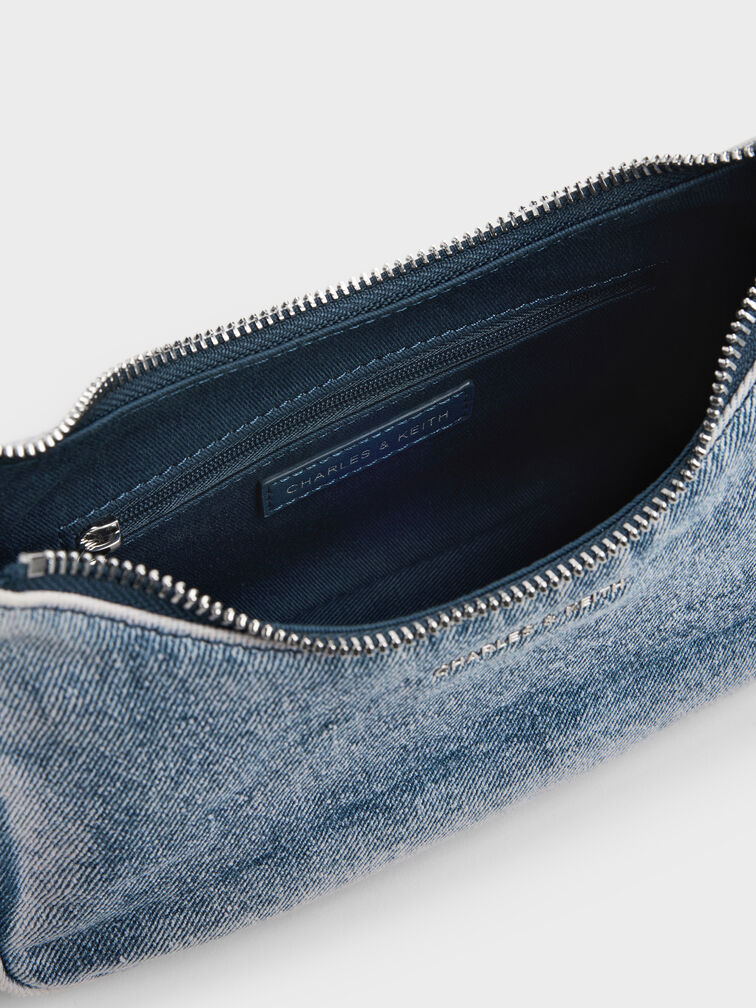 Lane Denim Chain-Strap Shoulder Bag, Denim Blue, hi-res