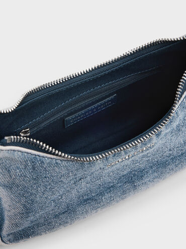 Lane Denim Chain-Strap Shoulder Bag, Denim Blue, hi-res