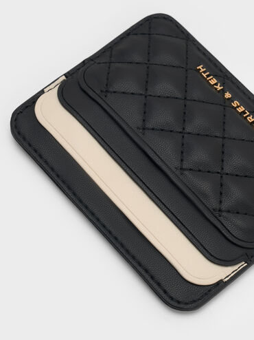 Cleo Two-Tone Quilted Card Holder, Midnight Black, hi-res