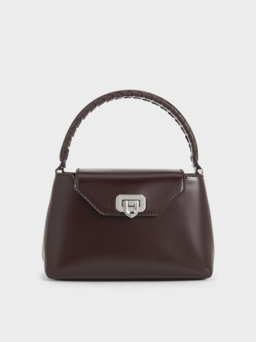 Arwen Braided-Strap Top Handle Bag, Plum, hi-res