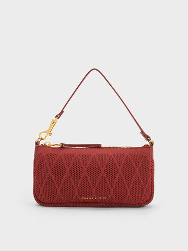 Geona Knitted Phone Pouch, Brick, hi-res