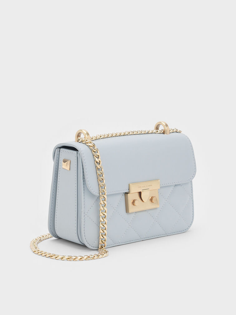 Alva Quilted Chain-Handle Bag, Sea Salt Blue, hi-res