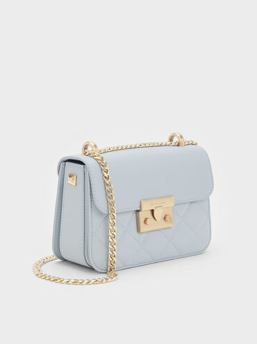 Alva Quilted Chain-Handle Bag, Sea Salt Blue, hi-res