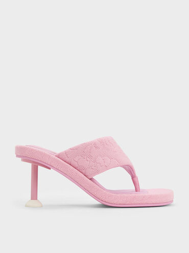 Noemi Knitted Spool Heel Sandals, Pink, hi-res