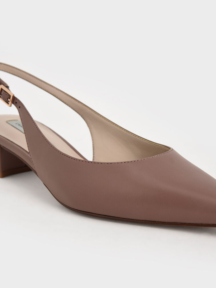 Pointed Toe Slingback Pumps, Mauve, hi-res