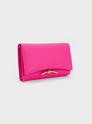 Huxley Metallic-Accent Front Flap Wallet, Fuchsia, hi-res