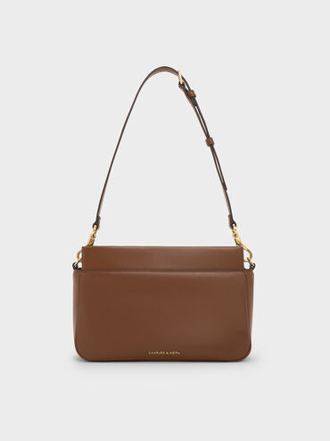 Lennie Chain-Handle Shoulder Bag, Dark Brown, hi-res