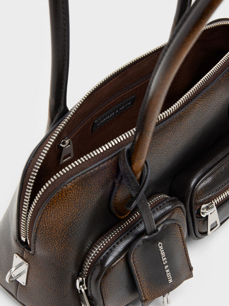 Ginevra Front-Pocket Shoulder Bag, Burnished Brown, hi-res