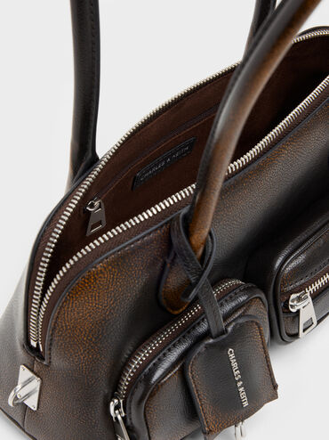 Ginevra Front-Pocket Shoulder Bag, Burnished Brown, hi-res
