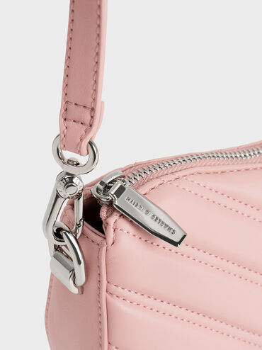 Freja Curved Panelled Bag, Light Pink, hi-res