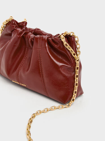Ciara Ruched Crossbody Bag, Burgundy, hi-res