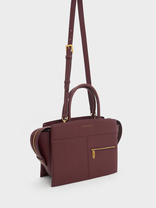 Anwen Trapeze Top Handle Bag, Burgundy, hi-res