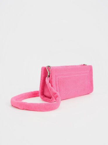 Loey Textured Shoulder Bag, Pink, hi-res