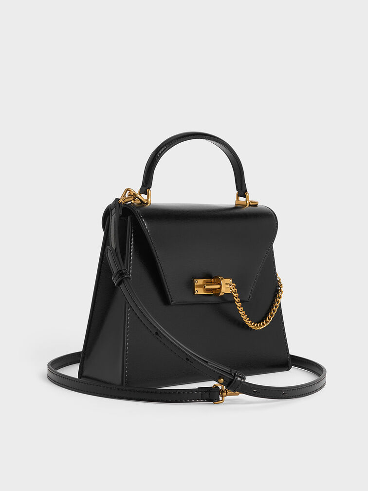 Samantha Envelope Top Handle Bag, Black, hi-res
