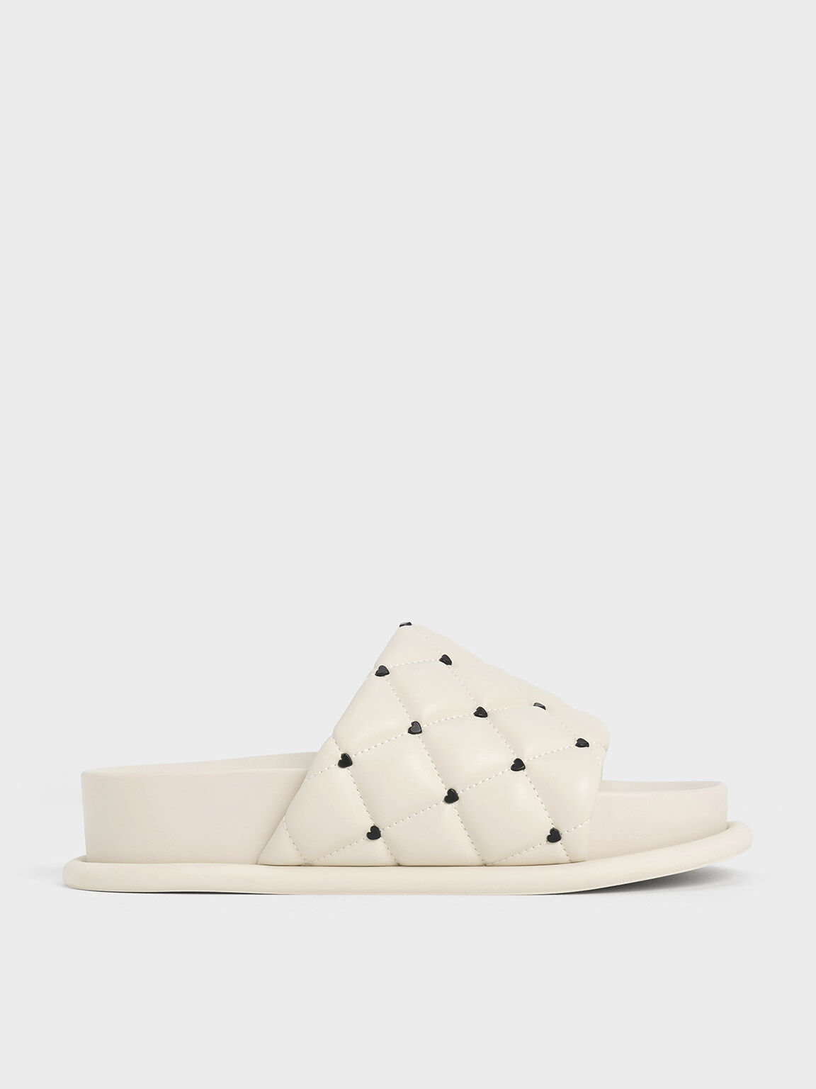 White best sale studded slides
