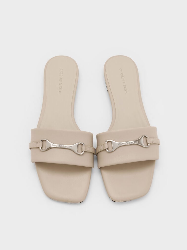 Leslie Slide Sandals, Beige, hi-res