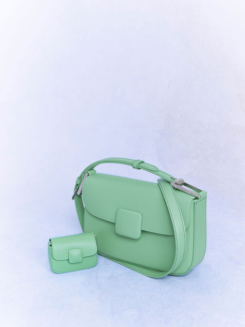 Koa Square Push-Lock Shoulder Bag, Green, hi-res