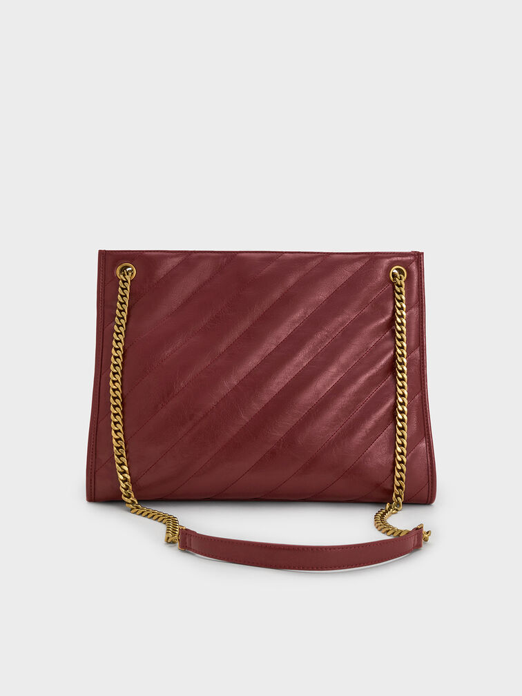 Neva Panelled Chain-Strap Tote Bag, Mulberry Plum, hi-res