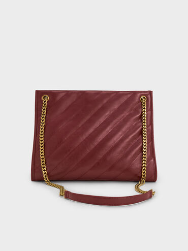 Neva Panelled Chain-Strap Tote Bag, Mulberry Plum, hi-res