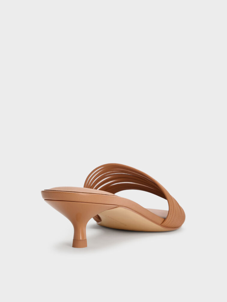 Fianna Strappy Kitten-Heel Mules, Tan, hi-res