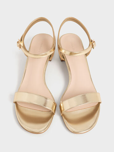 Alec Metallic Block-Heel Ankle-Strap Sandals, Light Gold, hi-res
