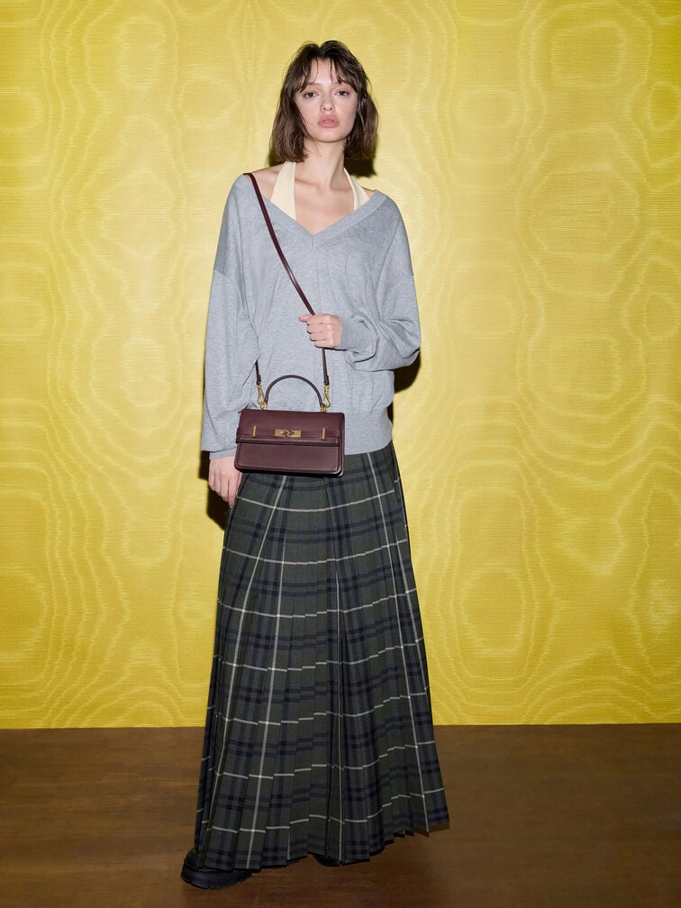 Arlet Belted Top Handle Bag, Wineberry Red, hi-res