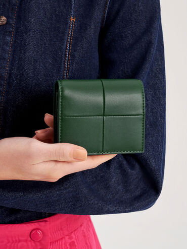 Georgette Small Wallet, Dark Green, hi-res