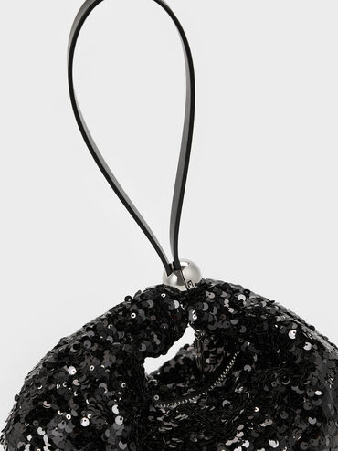 Jesmyn Sequinned Two-Way Bag, Noir, hi-res