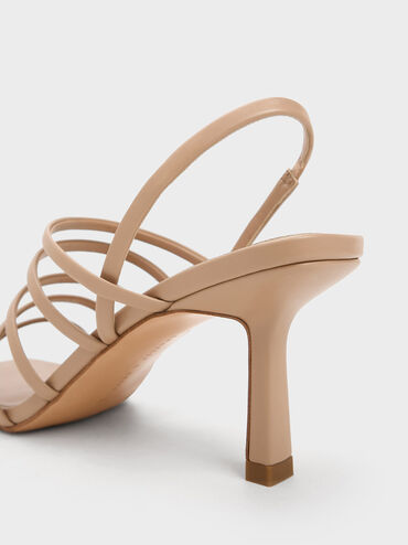 Strappy Blade Heel Sandals, Nude, hi-res