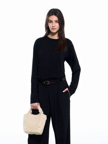Arlys Furry Tote Bag, Beige, hi-res