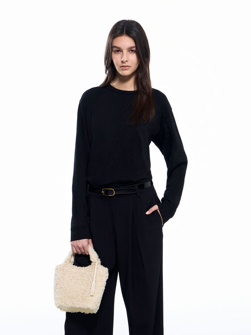 Arlys Furry Tote Bag, Beige, hi-res