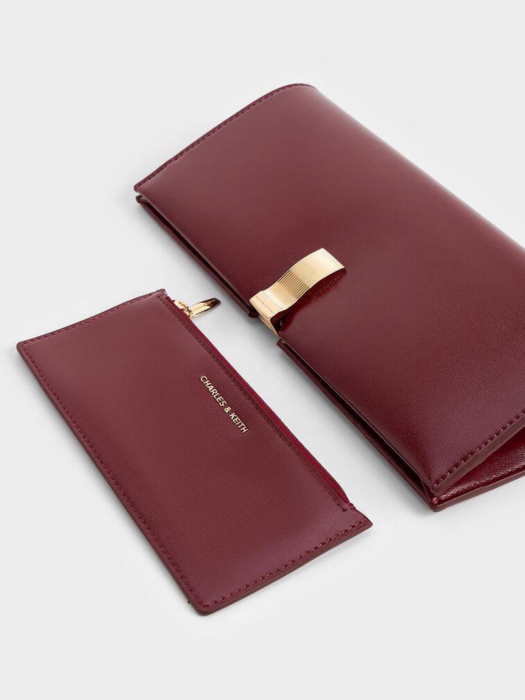 Wisteria Metallic-Accent Clutch, Burgundy, hi-res