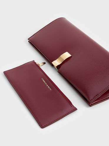 Wisteria Metallic-Accent Clutch, Burgundy, hi-res