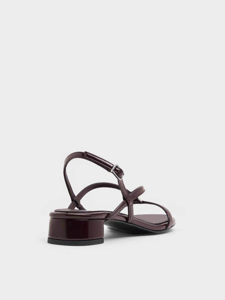 V-Strap Heeled Slingback Sandals, Burgundy, hi-res