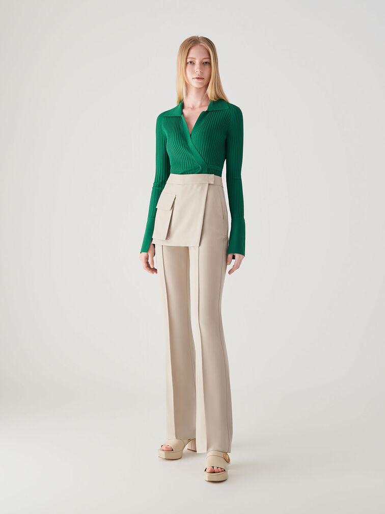 Woven Buckle Platform Mules, Chalk, hi-res