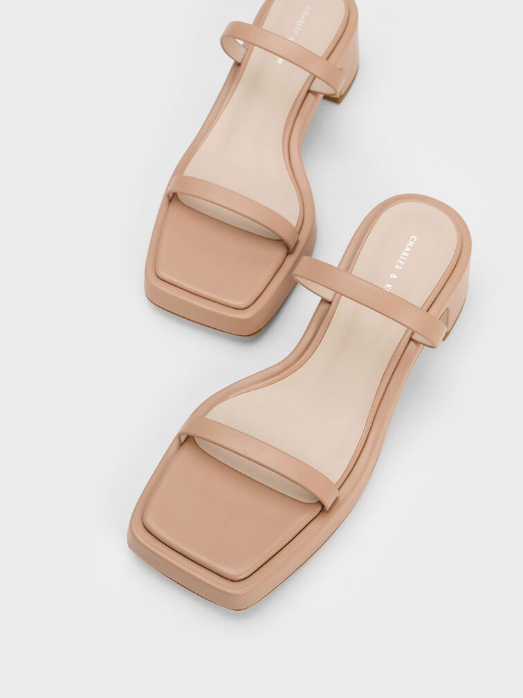 Square-Toe Platform Sandals, Nude, hi-res