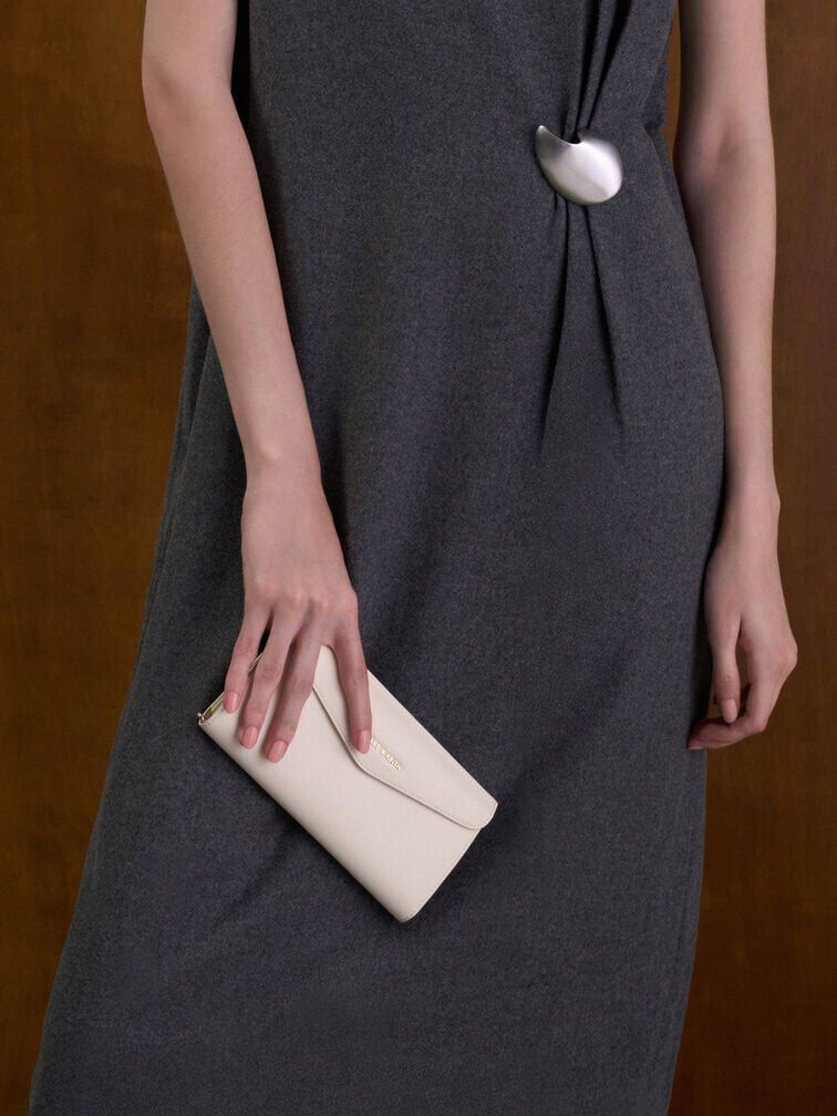 Envelope Long Wallet, Cream, hi-res
