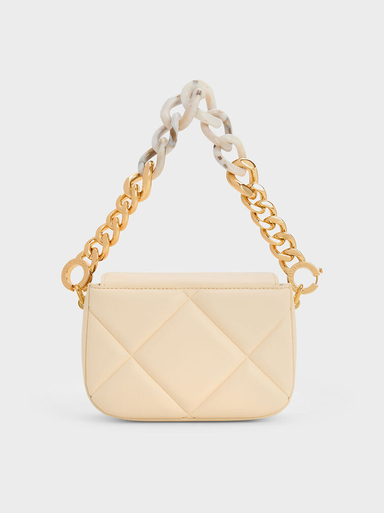 Cream Chain Strap Evening Bag - CHARLES & KEITH US