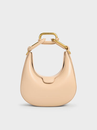 Mini Kora Chain-Link Moon Bag, Beige, hi-res