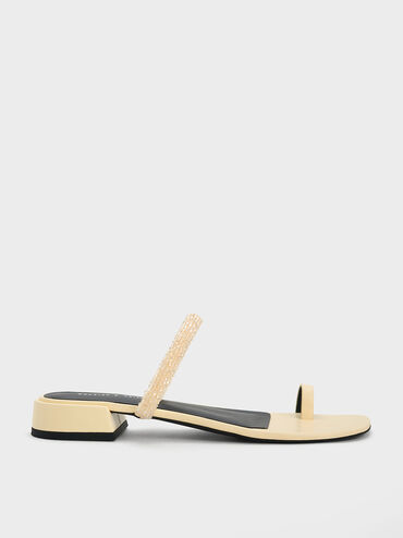 Beaded Toe-Ring Sandals, Butter, hi-res