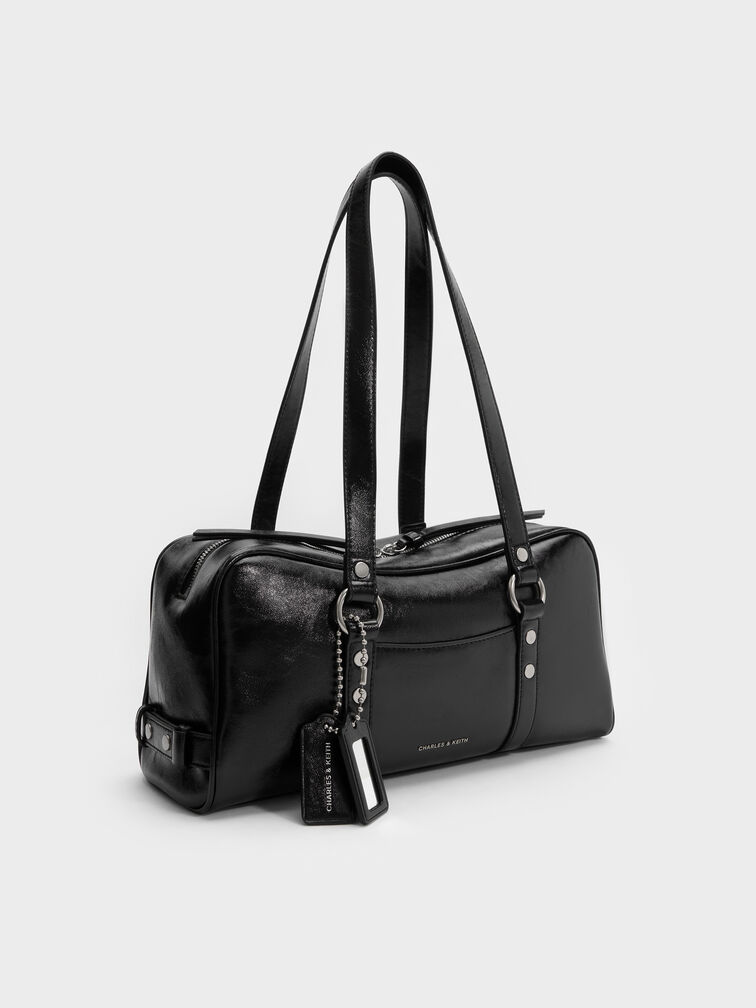 Tatiana Studded Shoulder Bag, Noir, hi-res