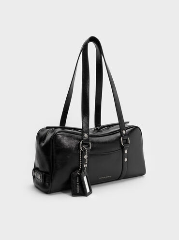 Tatiana Studded Shoulder Bag, Noir, hi-res
