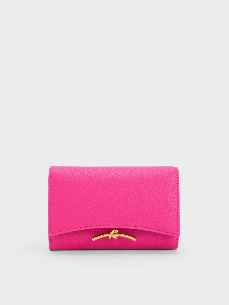 Huxley Metallic-Accent Front Flap Wallet, Fuchsia, hi-res
