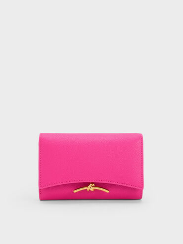 Huxley Metallic-Accent Front Flap Wallet, Fuchsia, hi-res