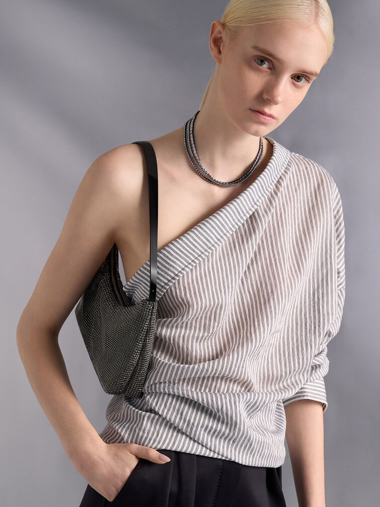 Patent Crystal-Embellished Two-Way Bag, Noir, hi-res