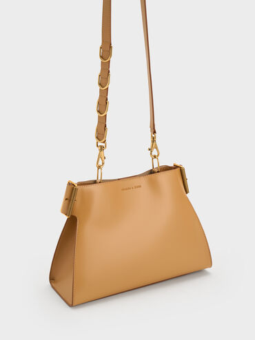 Lexie Side-Buckle Trapeze Shoulder Bag, Sand, hi-res