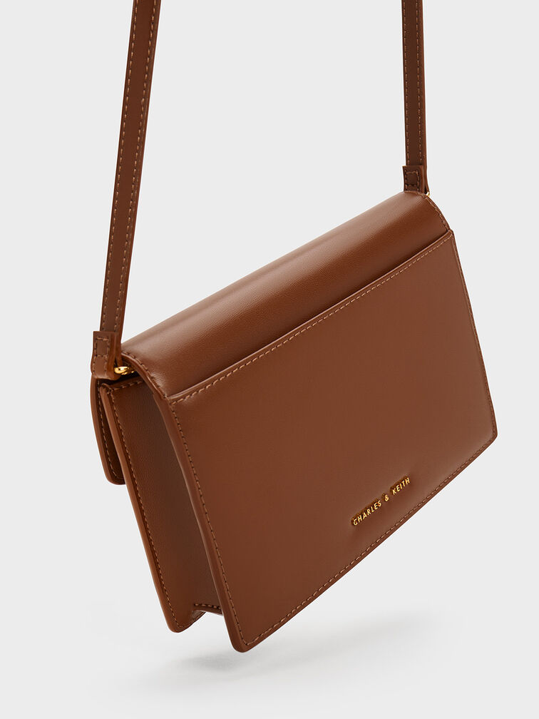 Padlock Envelope Crossbody Bag, Chocolate, hi-res