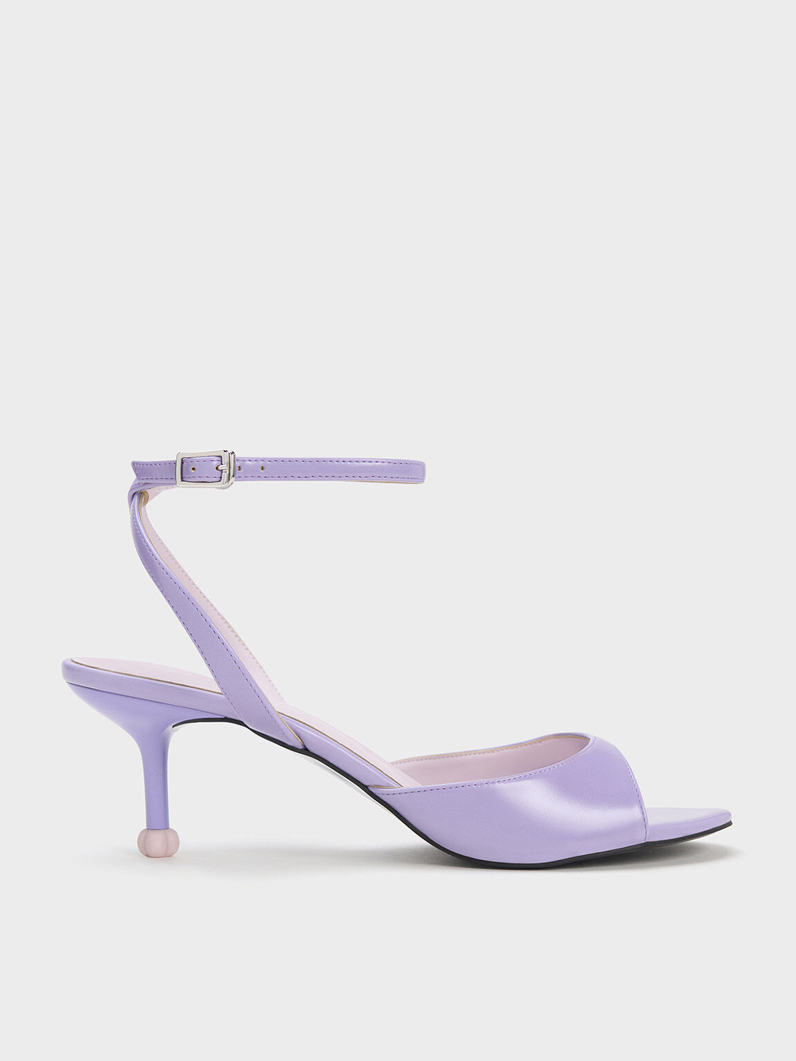 Sculptural Heel Ankle-Strap Pumps, Purple, hi-res