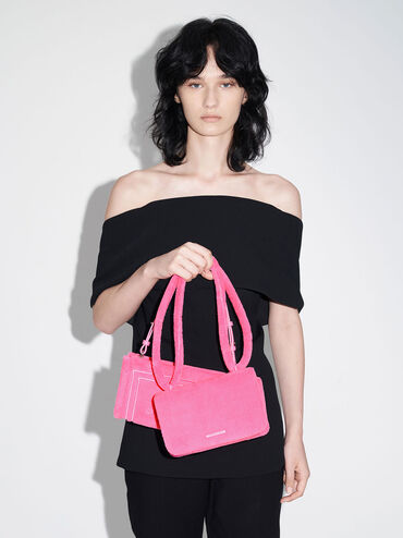 Loey Textured Shoulder Bag, Pink, hi-res