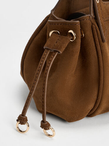 Mini Lillith Drawstring Bucket Bag, Pecan Brown, hi-res